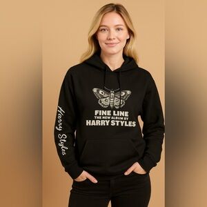 Harry Styles Fine Line Butterfly Hoodie – Size M – Black Fine Line Sweatshirt